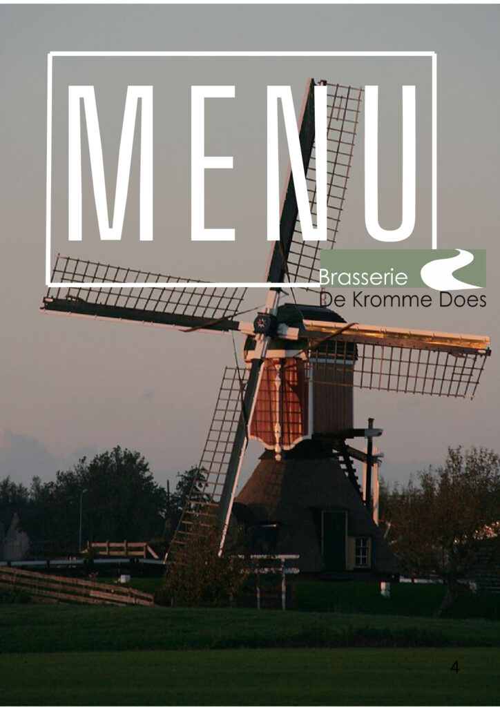 Menu kaart De Kromme Does